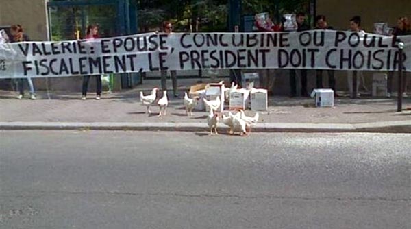 Διαμαρτυρία με κότες