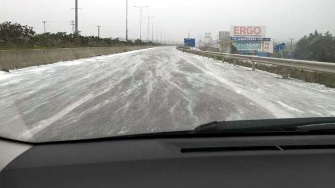 Χιόνια στον οδικό άξονα Χαλκιδικής-Θεσσαλονίκης